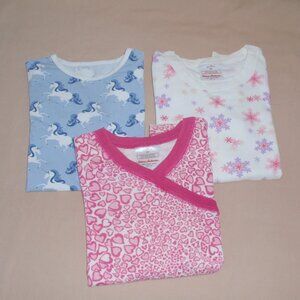 Lot of 3 Hanna Andersson Sweet Bamboo Unicorns Snowflake Hearts Pajama Tops 8
